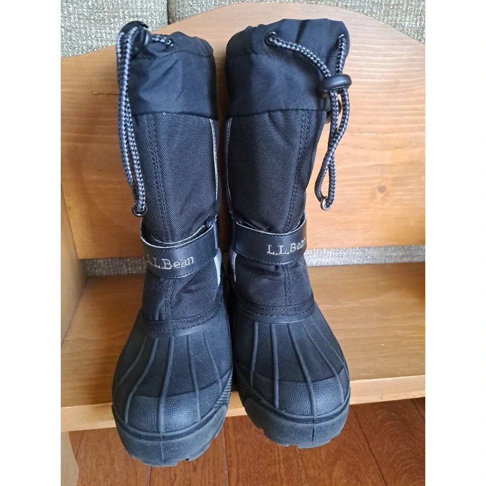 L.L. Bean Kid's Northwoods Snow Boots 12 Black Gray Waterproof Removable Liners